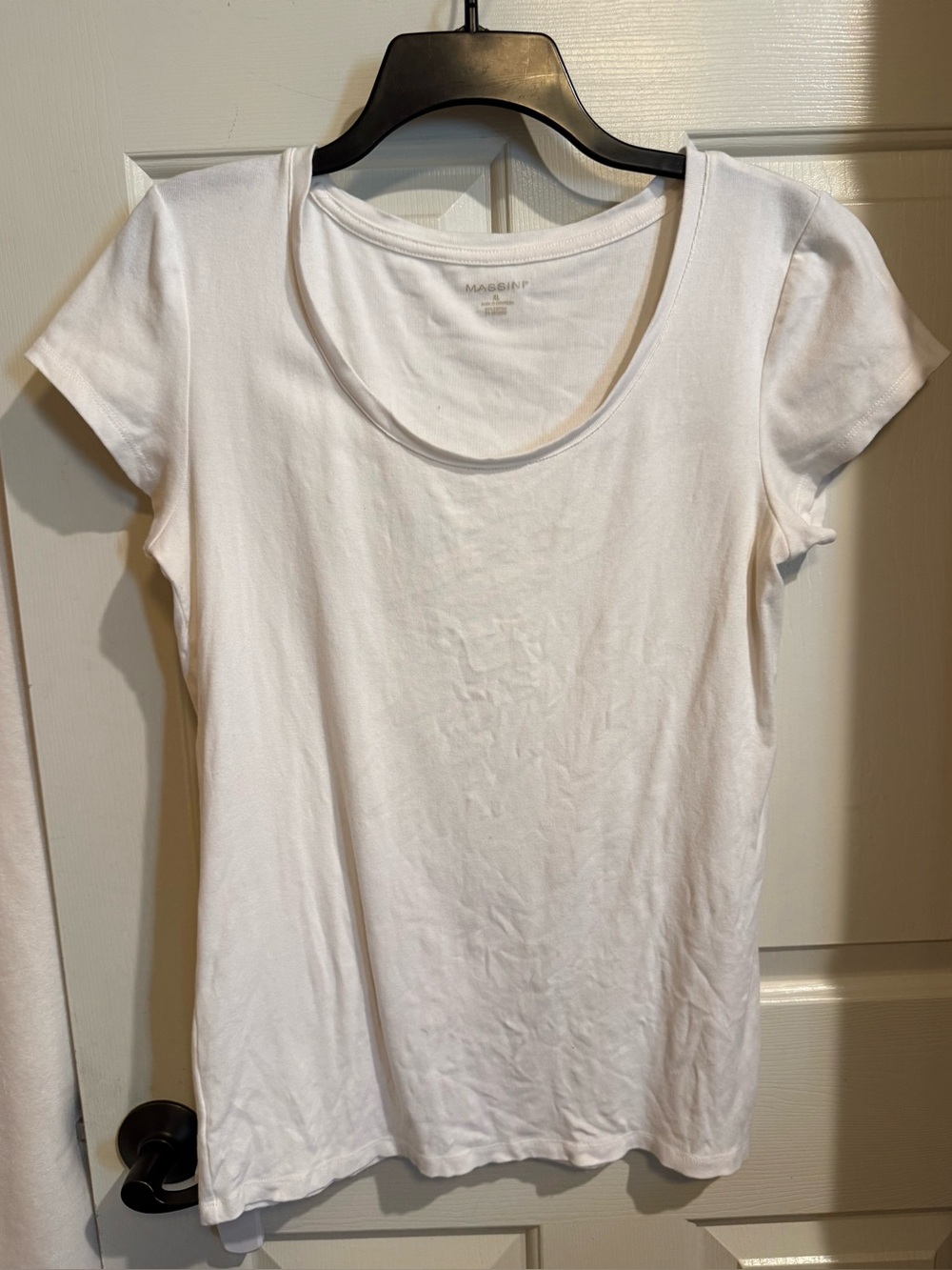 Massini White Scoop Neck Short Sleeve Tee